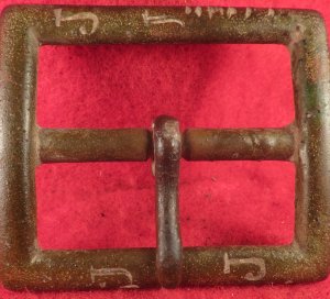  - ON SALE - 1902 Pattern US Army Garrison Belt Buckle with Carved Initials & Notches